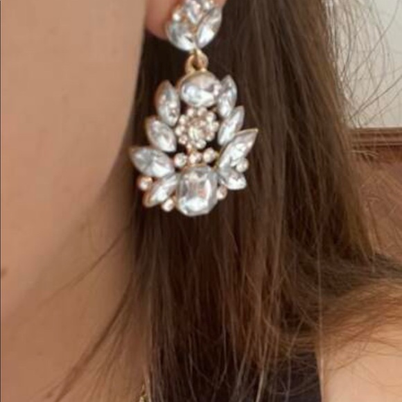 Gold Rhinestone Earrings - Picture 3 of 3